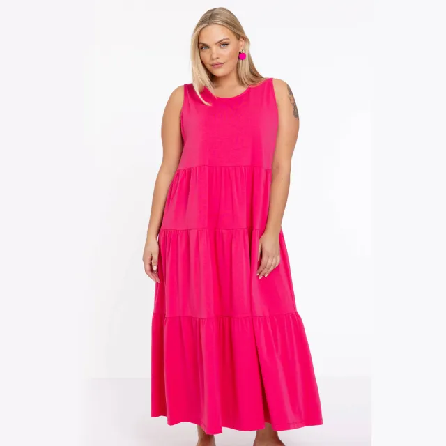 Yoek jurk met ruches roze
