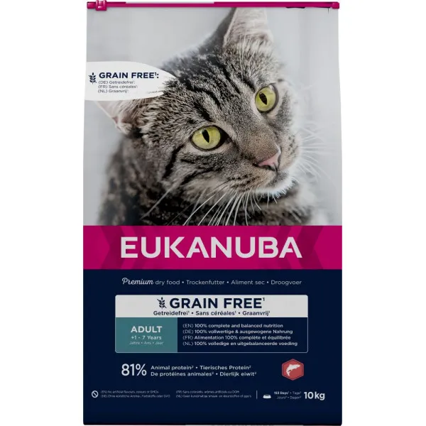 Eukanuba Adult graanvrij kattenvoer zalm 10 kg