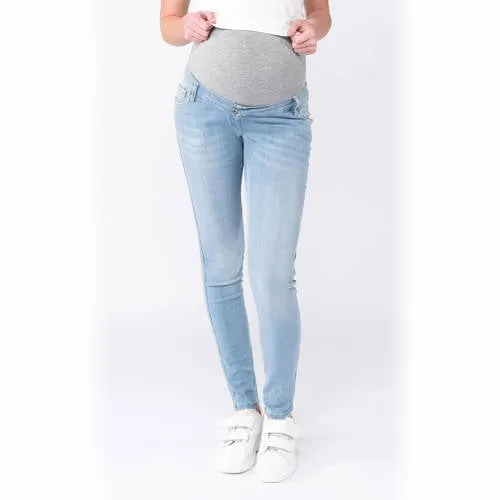 LOVE2WAIT high waist zwangerschaps skinny jeans light blue denim