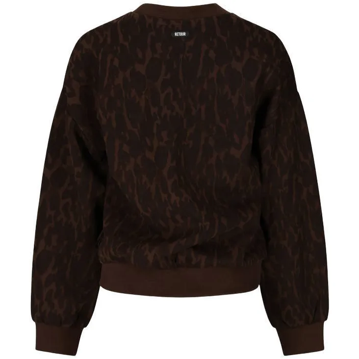Retour Jeans oversized sweater met panterprint - donkerbruin, foto 3