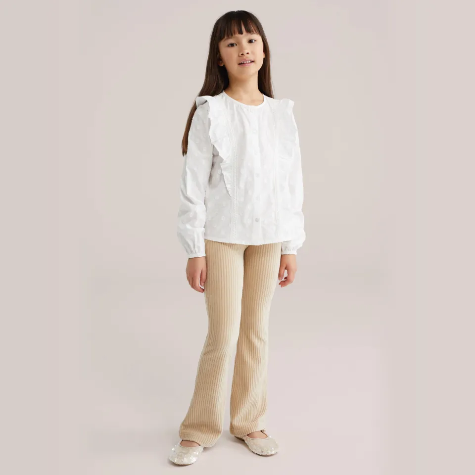 WE Fashion fluwelen flared broek zand