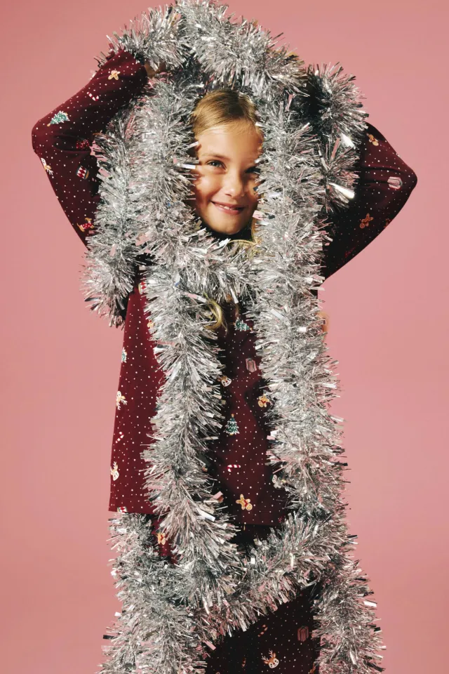 NAME IT kerst pyjama met print donkerrood