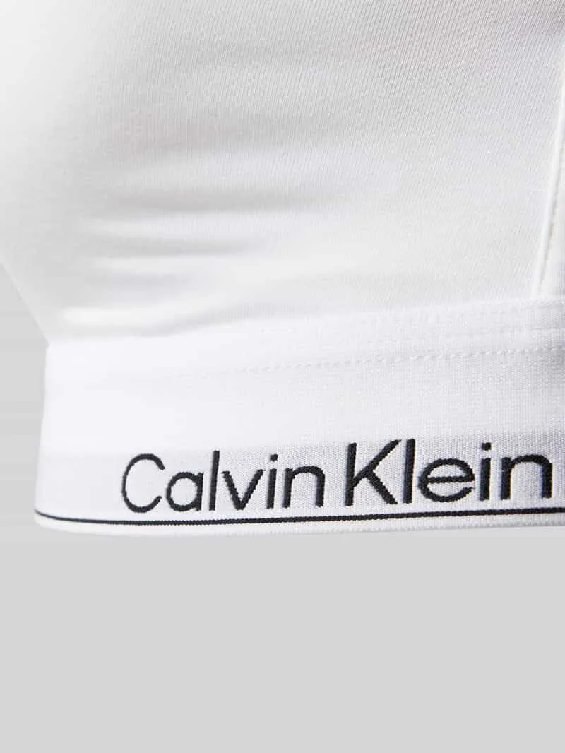 Calvin Klein Triangelbeha met logo in band en spaghettibandjes wit, foto 4