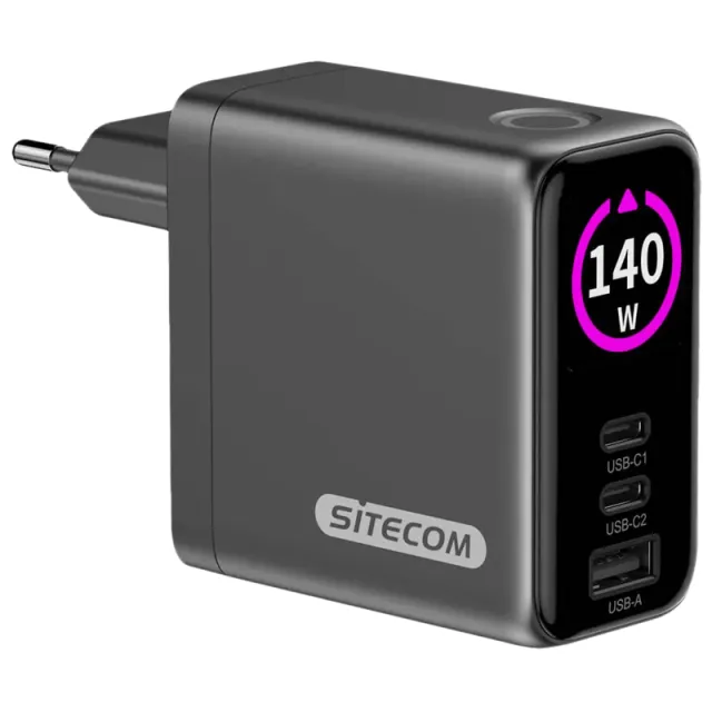 Sitecom 140W GaN Oplader met led scherm
