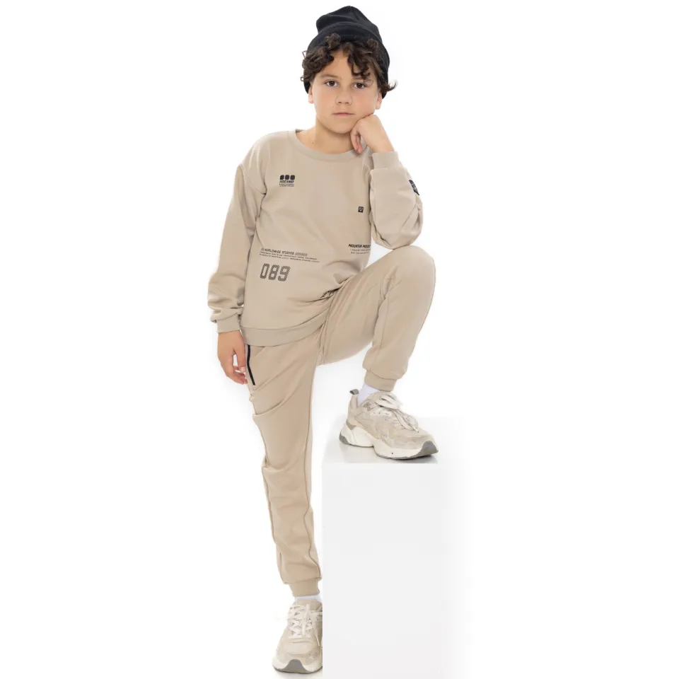 No Way Monday rechtvallende sweater met print - beige