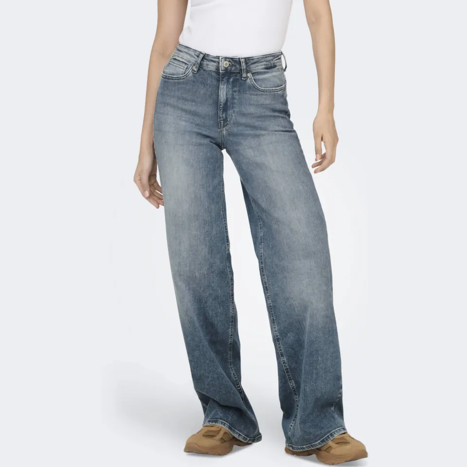 Only high waist wide leg jeans medium blue denim, foto 8