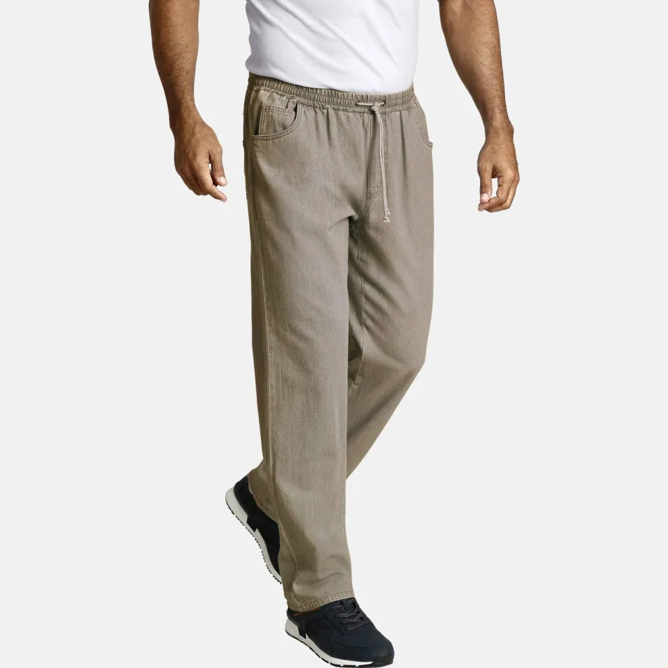 Jan Vanderstorm loose fit joggingbroek Plus Size DAAN beige, foto 4