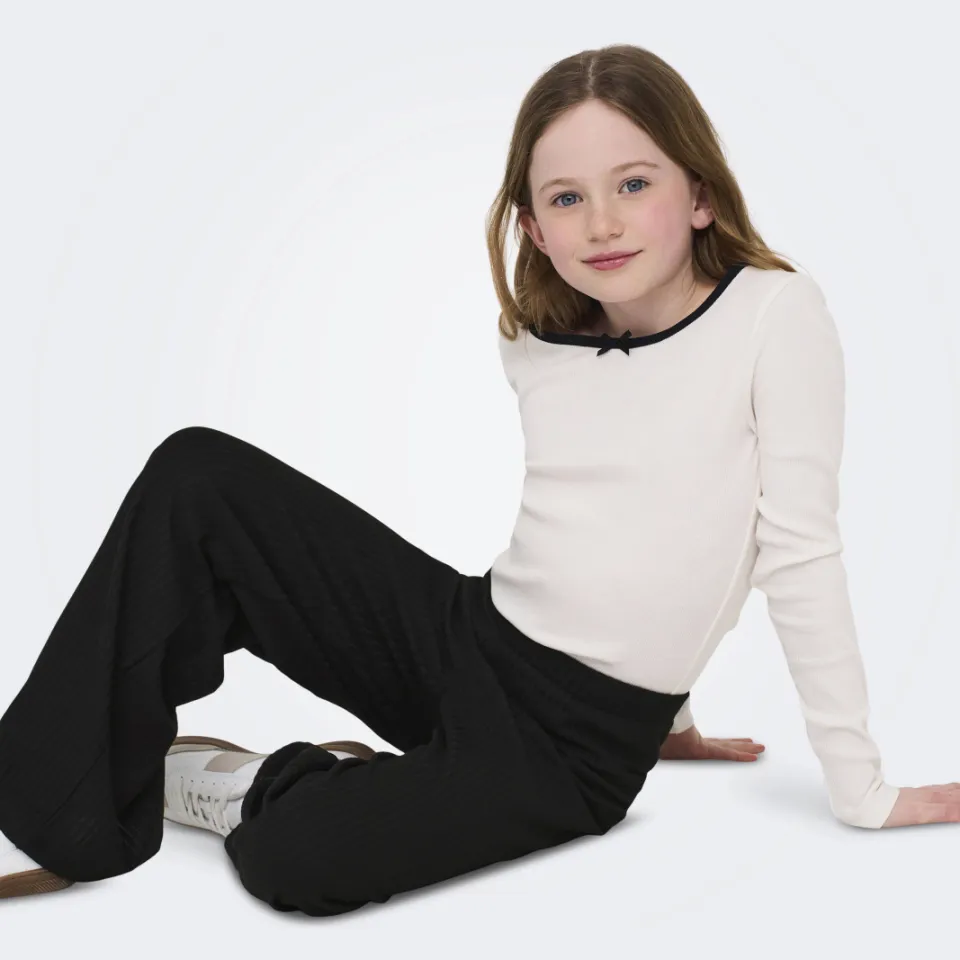Only Kids Girl wide leg casual broek zwart, foto 4
