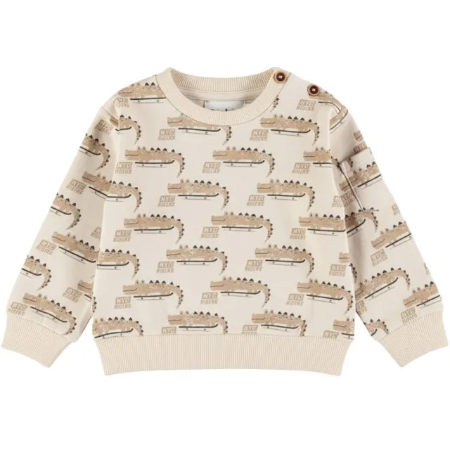 Dirkje rechtvallende sweater met print - beige