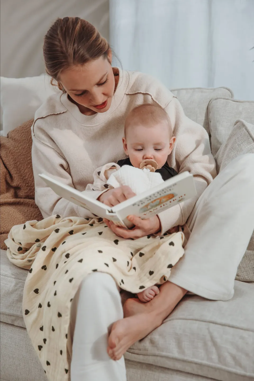 Meyco pre-washed hydrofiele swaddle Sweet Heart beige, foto 4