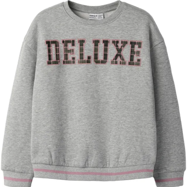 NAME IT KIDS sweater met tekst - grijs Grijs melange