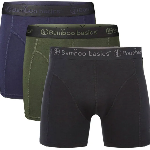 Bamboo Basics boxershort Rico met bamboe (set van 3) groen/donkerblauw/zwart, foto 2