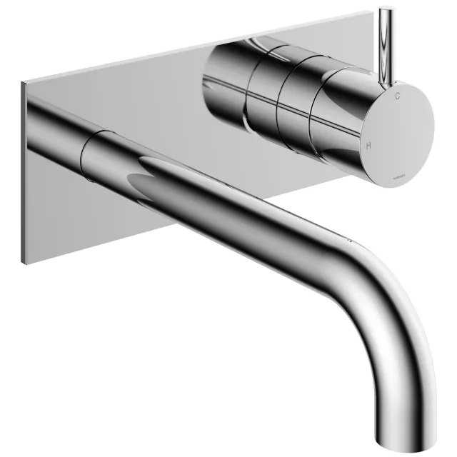 Hotbath Inbouw Wastafelkraan Met Achterplaat Hotbath Cobber 18cm Gebogen Uitloop 1-Hendel Chroom
