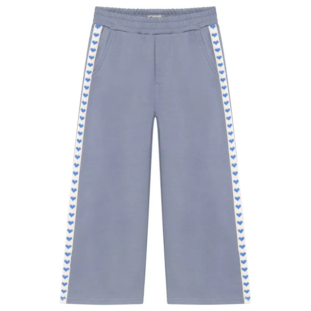 Daily7 wide leg sweatpants met hartjes grijsblauw