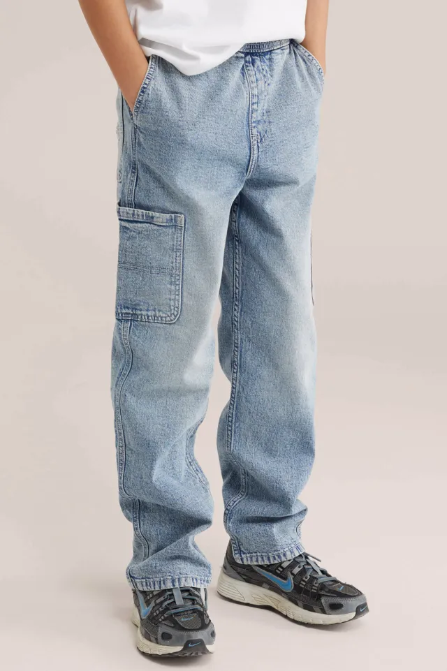 WE Fashion Blue Ridge loose fit cargo jeans - lichtblauw Light blue denim