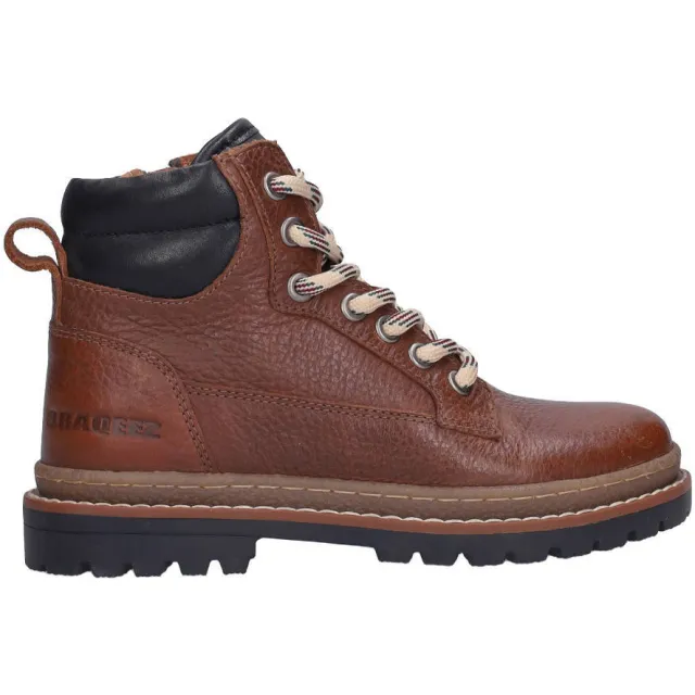 Braqeez Harvey leren enkelboots met profielzool - bruin
