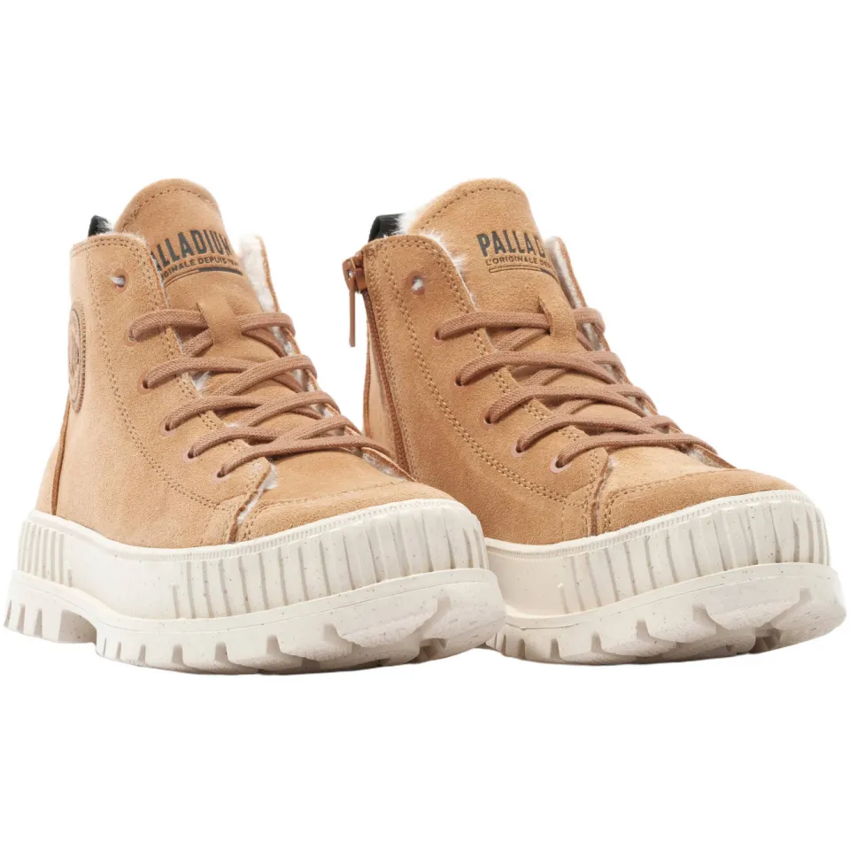 Palladium PALLASHOCK ZIP WARM suède sneakers met profielzool - cognac, foto 3