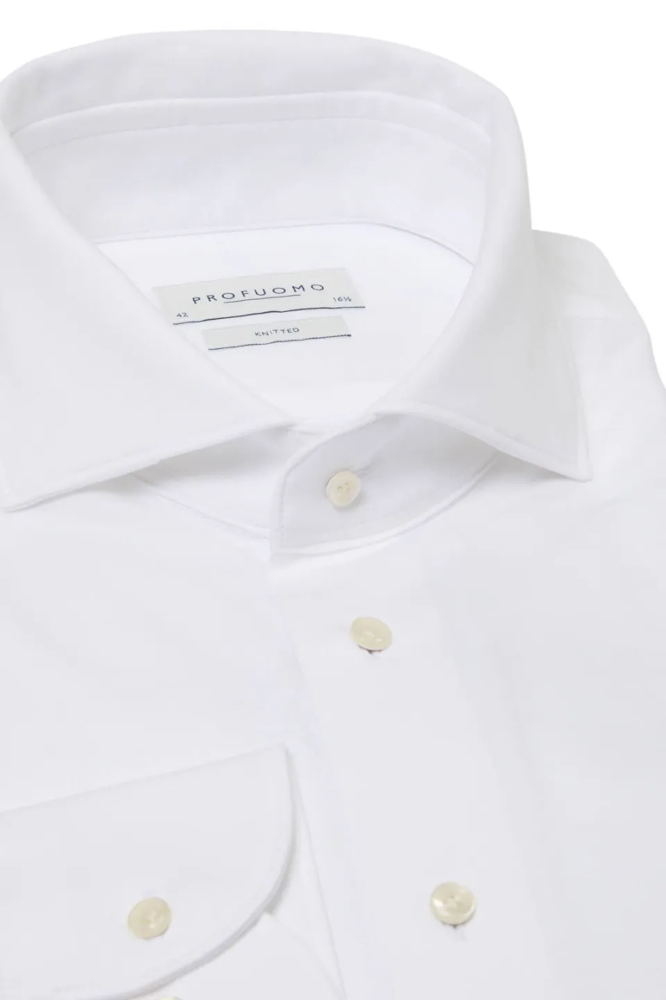 Profuomo slim fit gebreid overhemd wit, foto 7