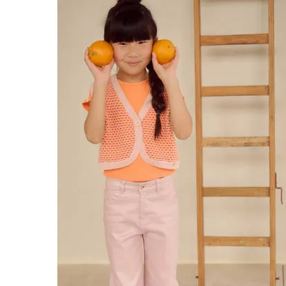 Nono rib T-shirt oranje Oranje/roze
