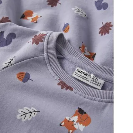 NAME IT MINI midi sweatjurk met print lila, foto 3