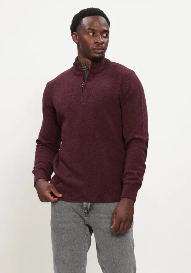 Barbour Heren Truien & Vesten Holden Half Zip Knitted Jumper Knitwear - Bordeaux