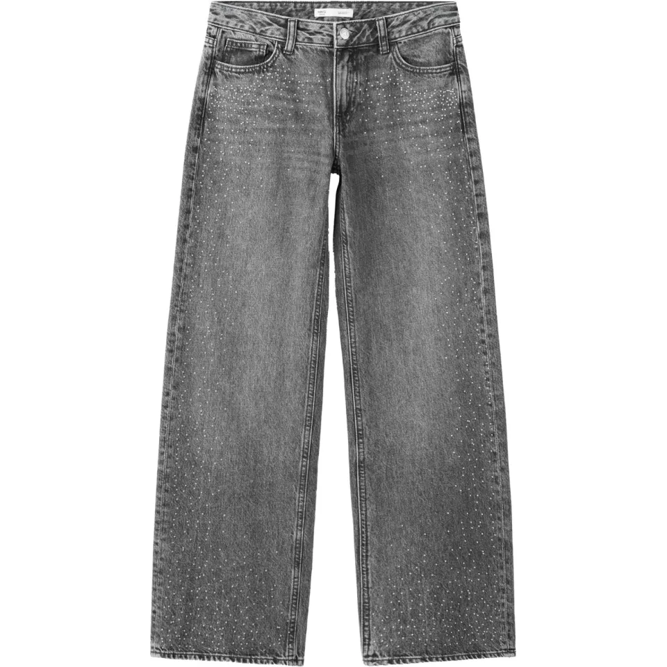 Mango TEEN wide leg jeans met studs - grey denim, foto 2