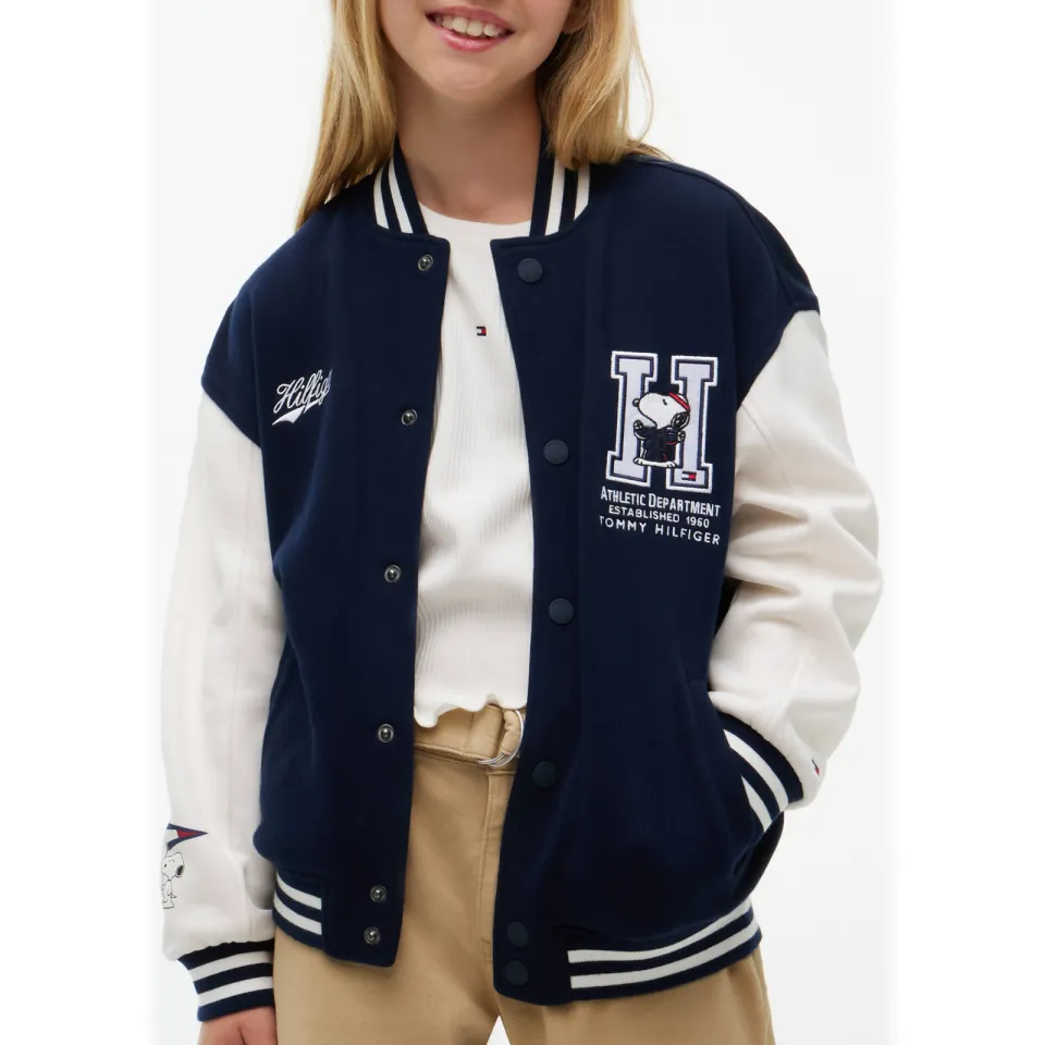 Tommy Hilfiger x Peanuts Snoopy bomberjack donkerblauw wit, foto 6