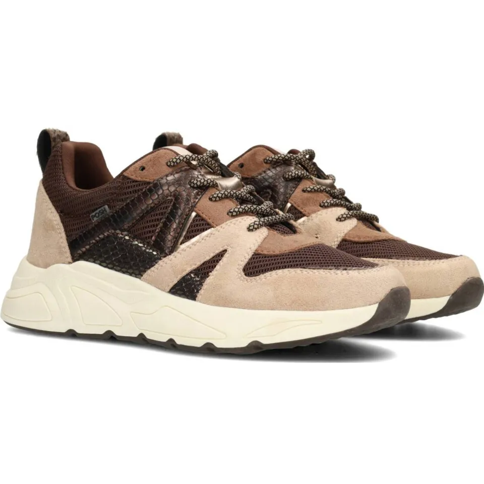 POSH by Poelman Poelman Carocel lage sneakers bruin Bruin/beige