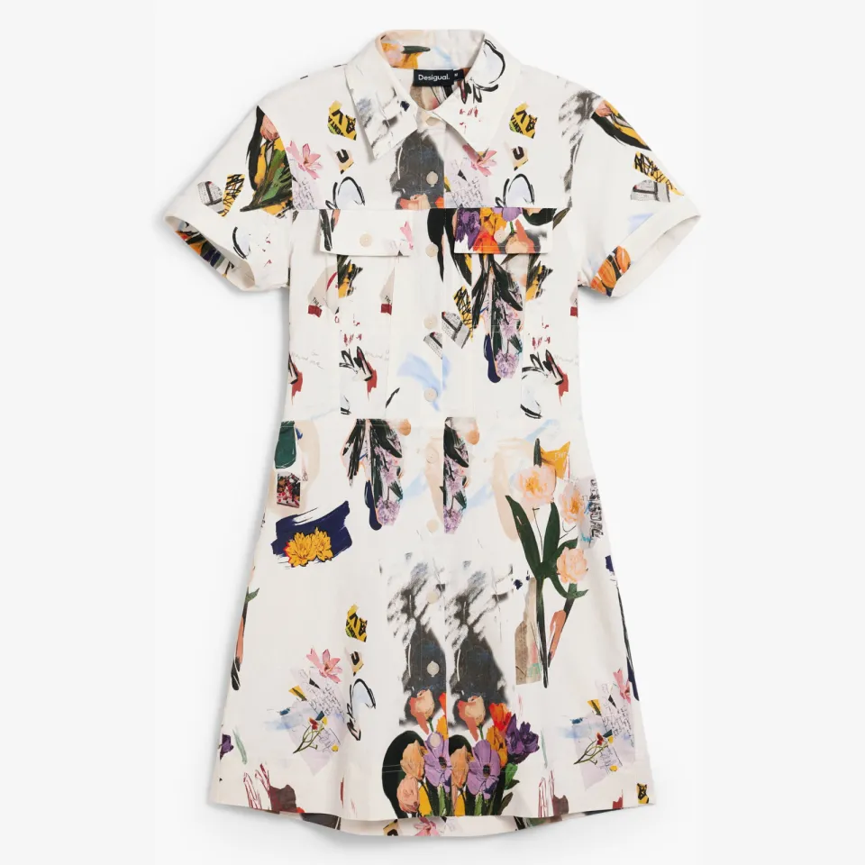 Desigual blousejurk met all over print wit, foto 3