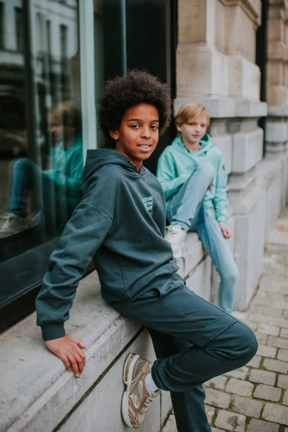 No Way Monday oversized hoodie met tekst - donkergrijs/lichtblauw, foto 5