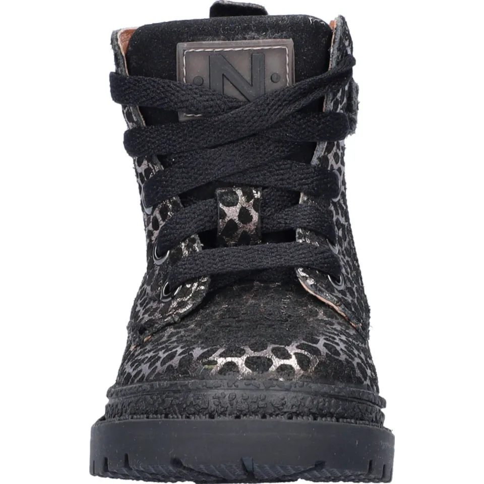Nelson Kids suède veterboots zwart/zilver, foto 3