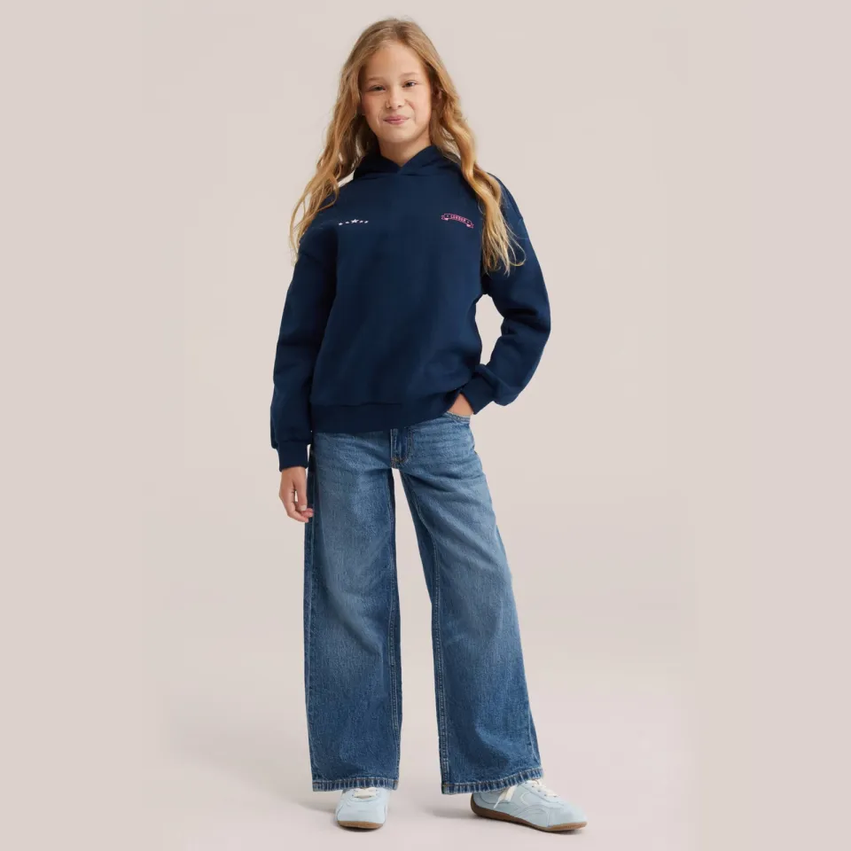WE Fashion sweater met backprint - donkerblauw