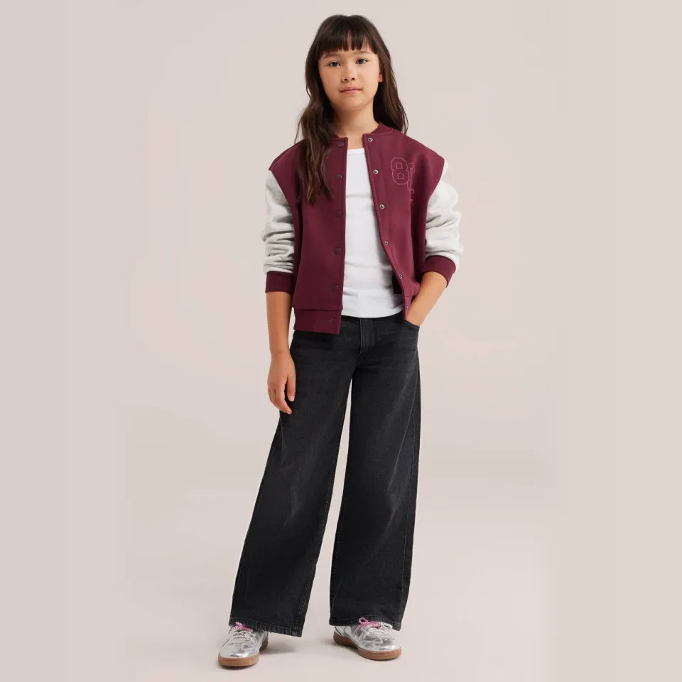 WE Fashion bomberjack donkerrood donkerrood/grijs melange, foto 4