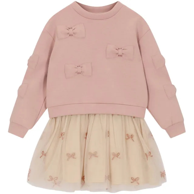 Le Chic korte jurk met tule en print roze, foto 2