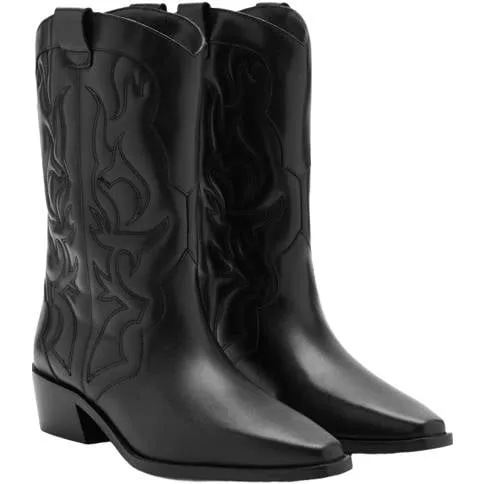 Mango TEEN leren western laarzen - zwart, foto 3