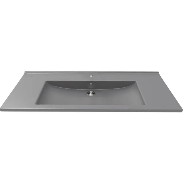 Boss & Wessing Wastafel BWS 1 Kraangat 45x100 cm Rechthoek Keramiek Antraciet