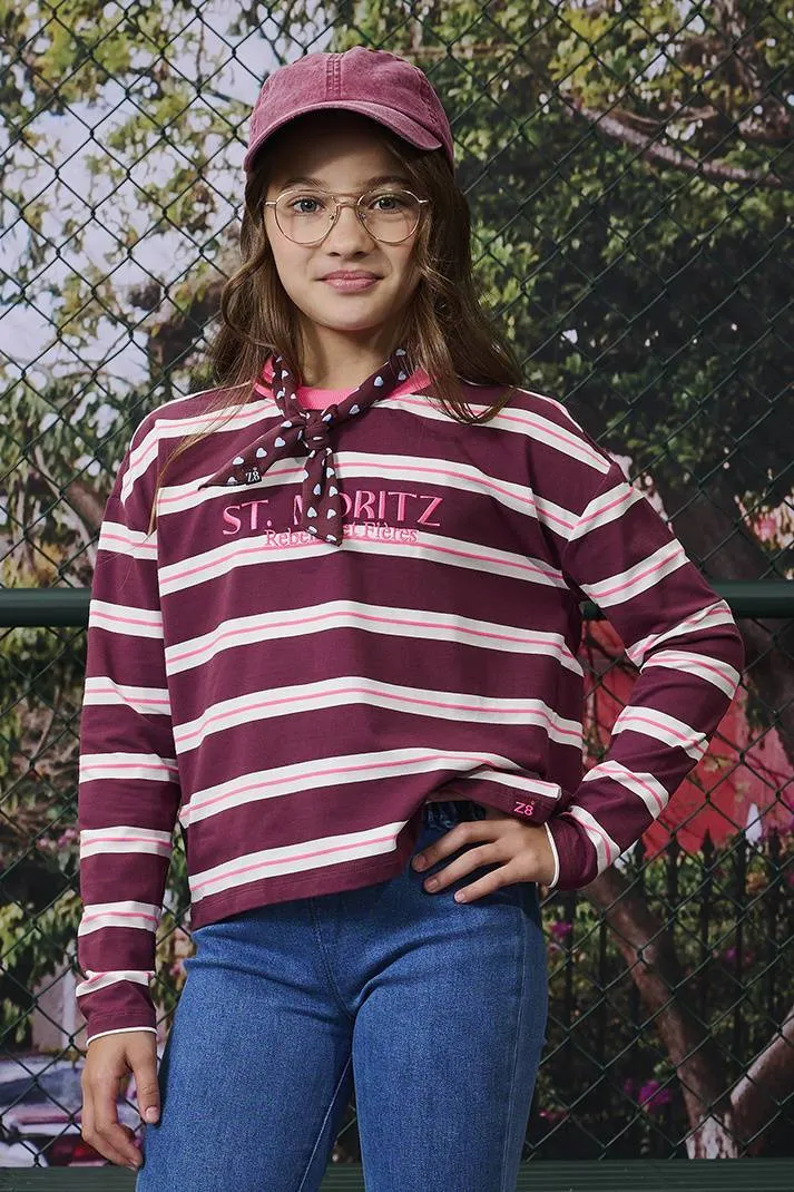Z8 Diana longsleeve donkerrood donkerrood/wit/roze, foto 6