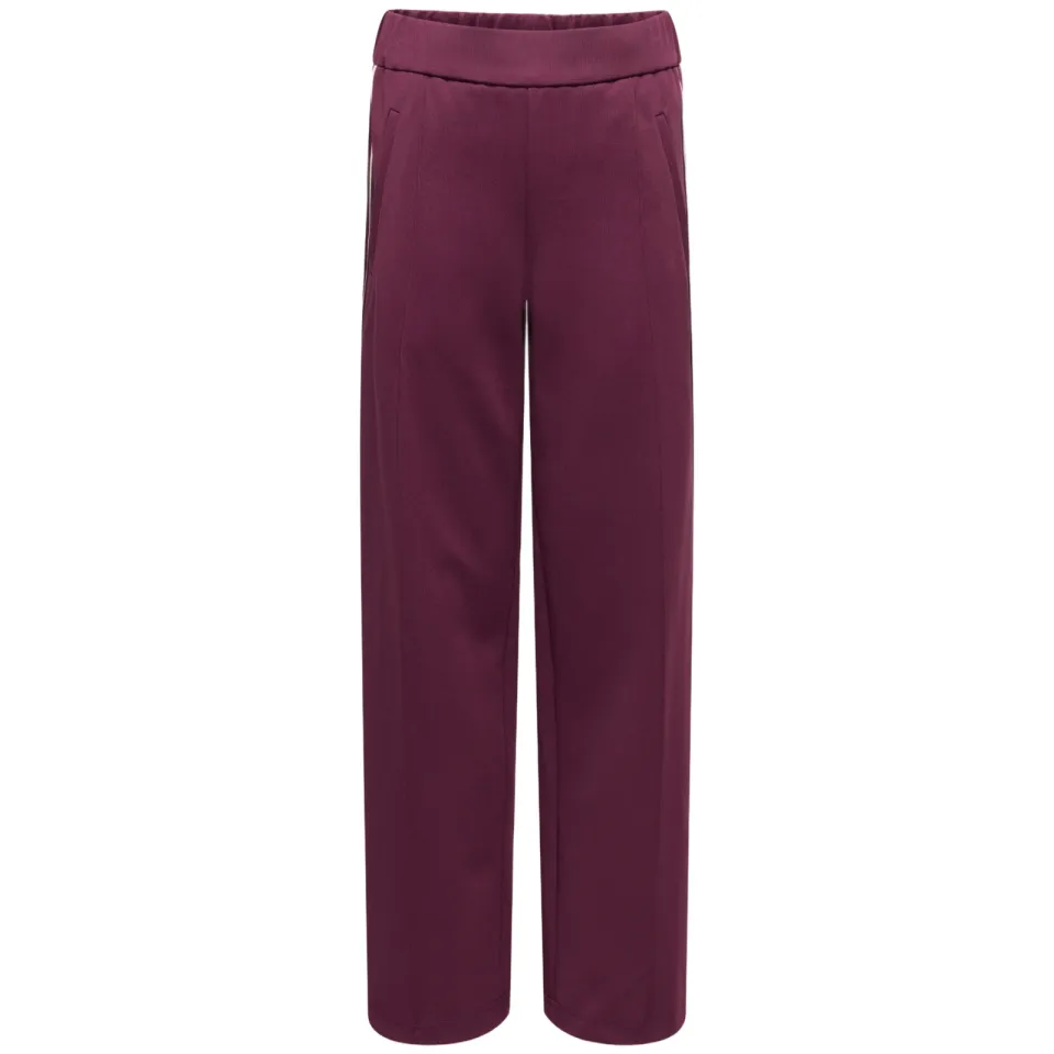 Only wide leg casual broek donkerpaars