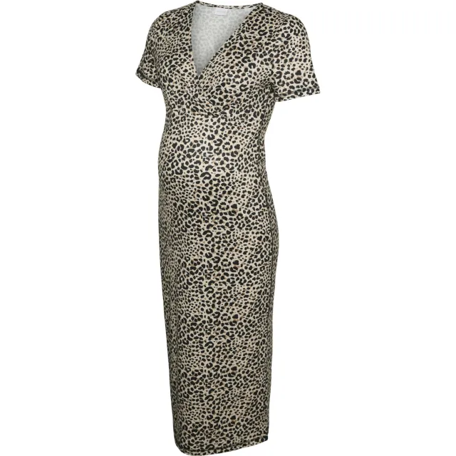 Mamalicious zwangerschaps- en voedingsjurk panterprint beige
