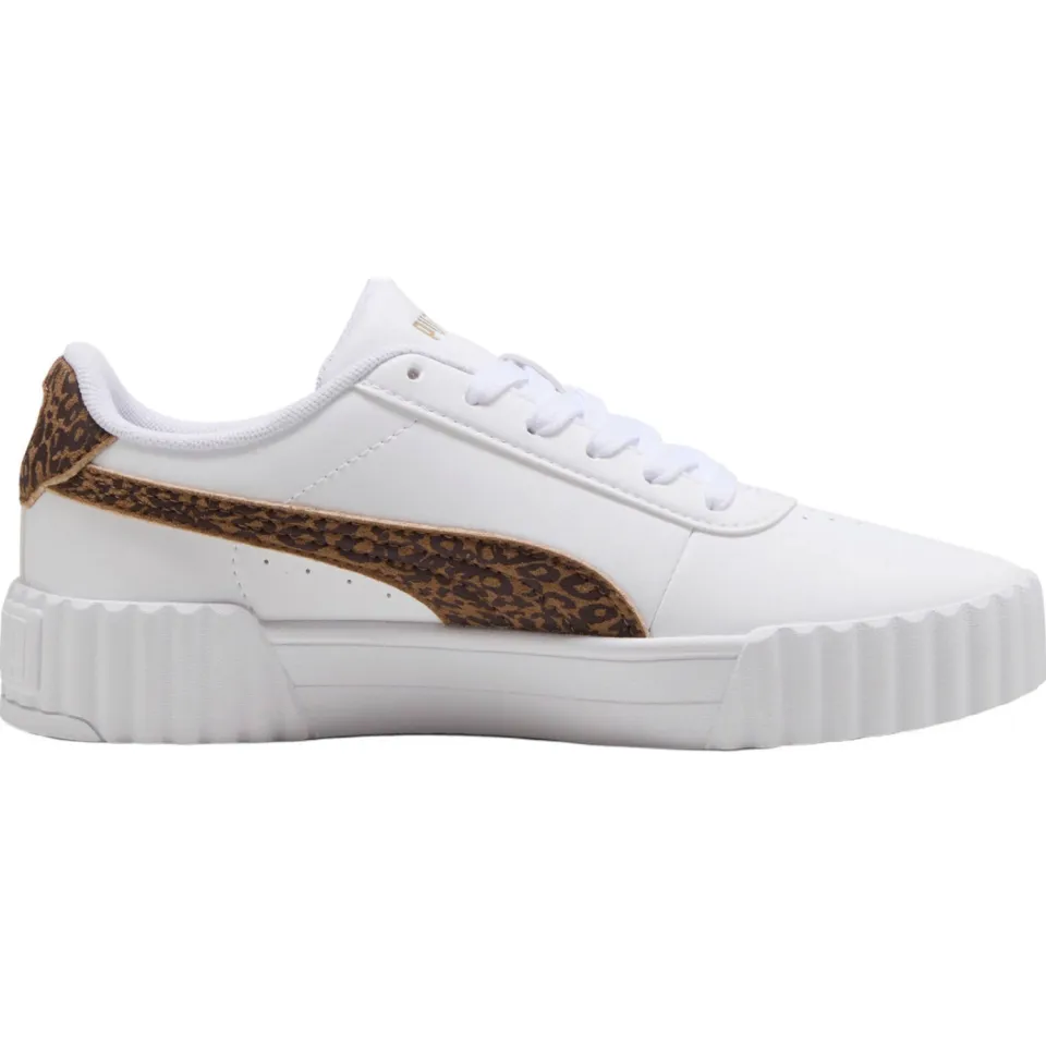Puma Carina 3.0 imitatieleren sneakers met panterprint - wit/taupe