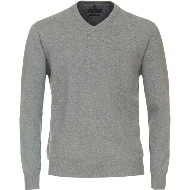 Casa Moda Sweater Casamoda Pullover V-Hals Grijs zilver