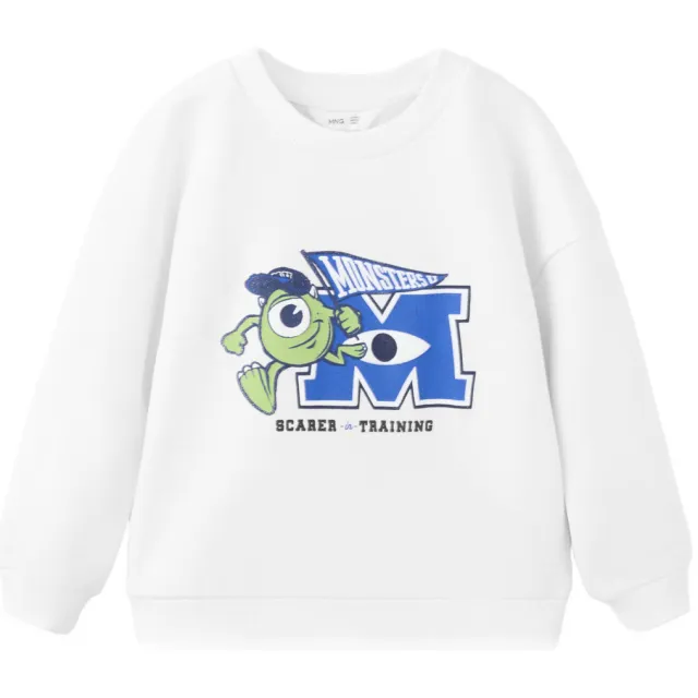 Mango Kids Monster Inc. sweater met print - wit