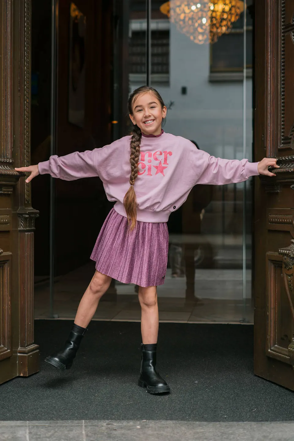 Like Flo oversized sweater met print - roze