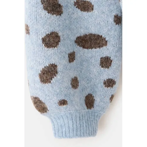 Mango Kids gebreide trui met print en wol - lichtblauw, foto 5