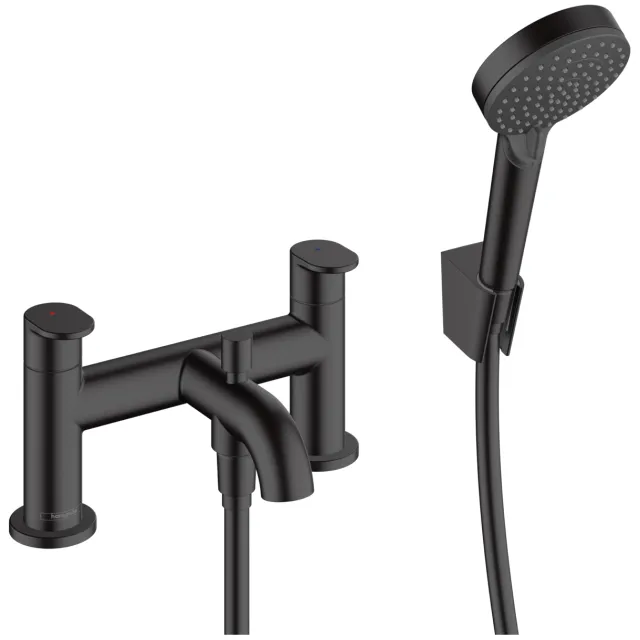 Hansgrohe Badrandmengkraan Met Stopkraan En Handdouche HansGrohe Vernis Blend 2-gats Mat Zwart