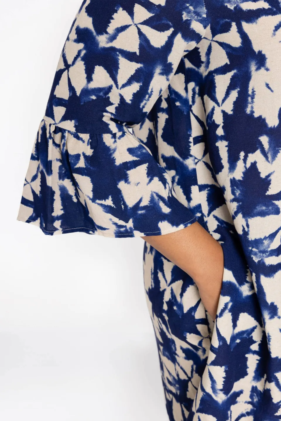 Yoek TESSA jurk met ruches blauw, foto 5