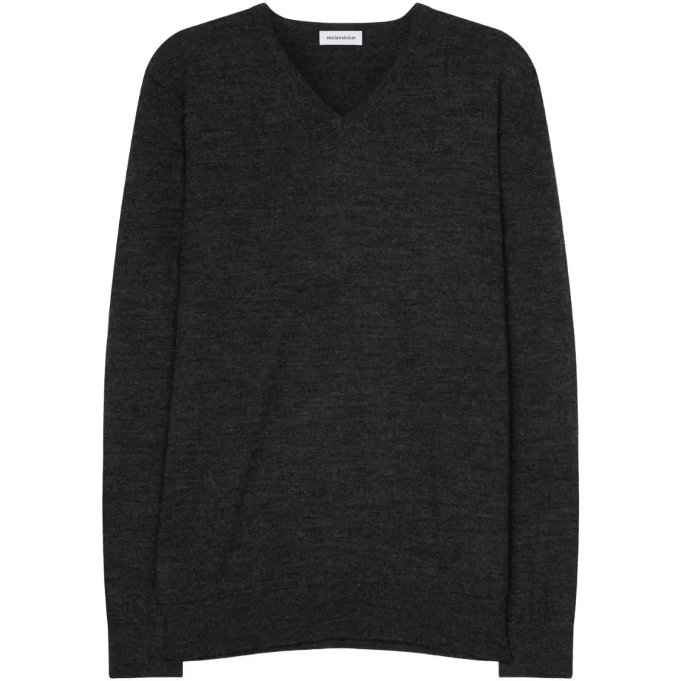 Seidensticker pullover met wol fijn gebreid grijs, foto 2