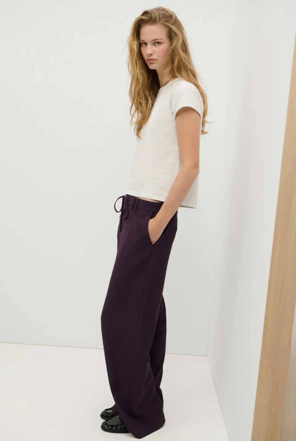 Mango Teen casual broek donkerrood, foto 3