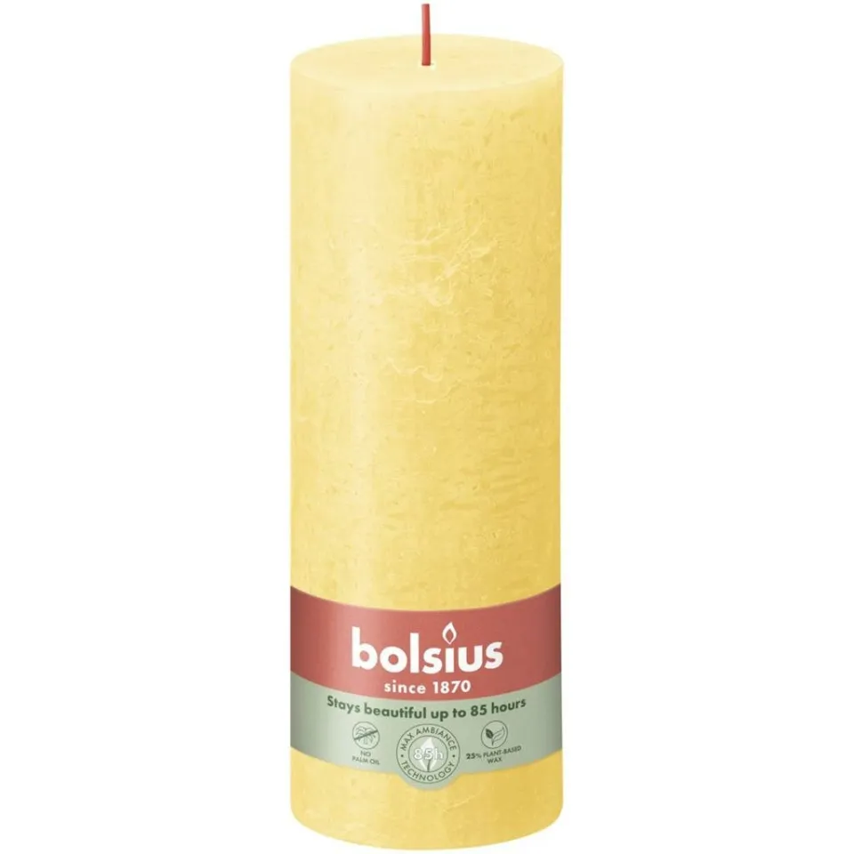 Bolsius stompkaars sun yellow 190/68, foto 2