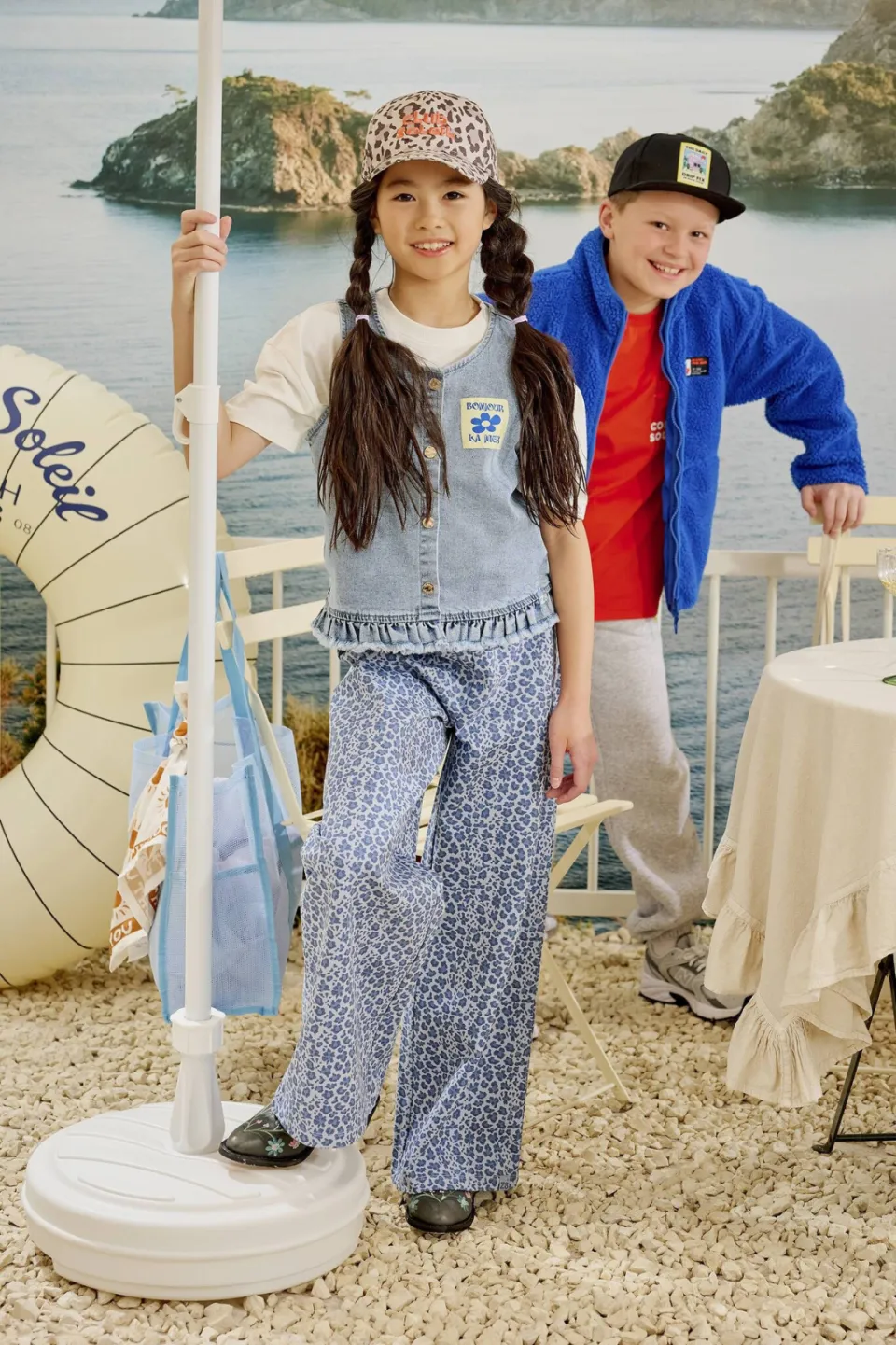 Z8 kids wide leg jeans Selin panterprint blauw, foto 4
